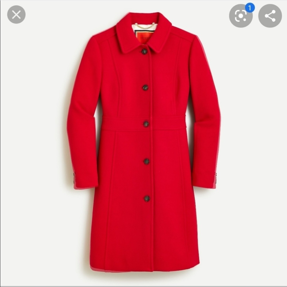 J. Crew Lady Day Coat Double Cloth 2 Tall Red